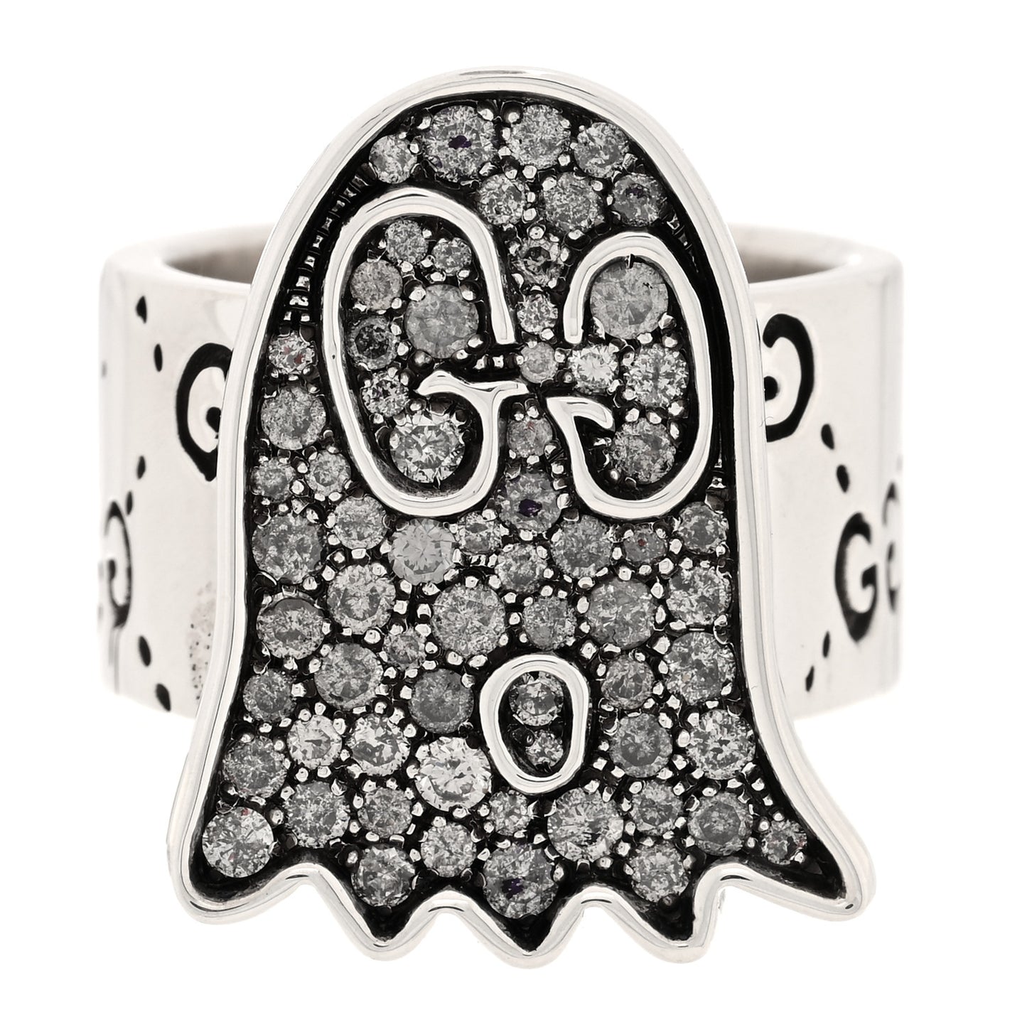 Sterling Silver Grey Diamond GucciGhost Ghost Ring 54 6.75