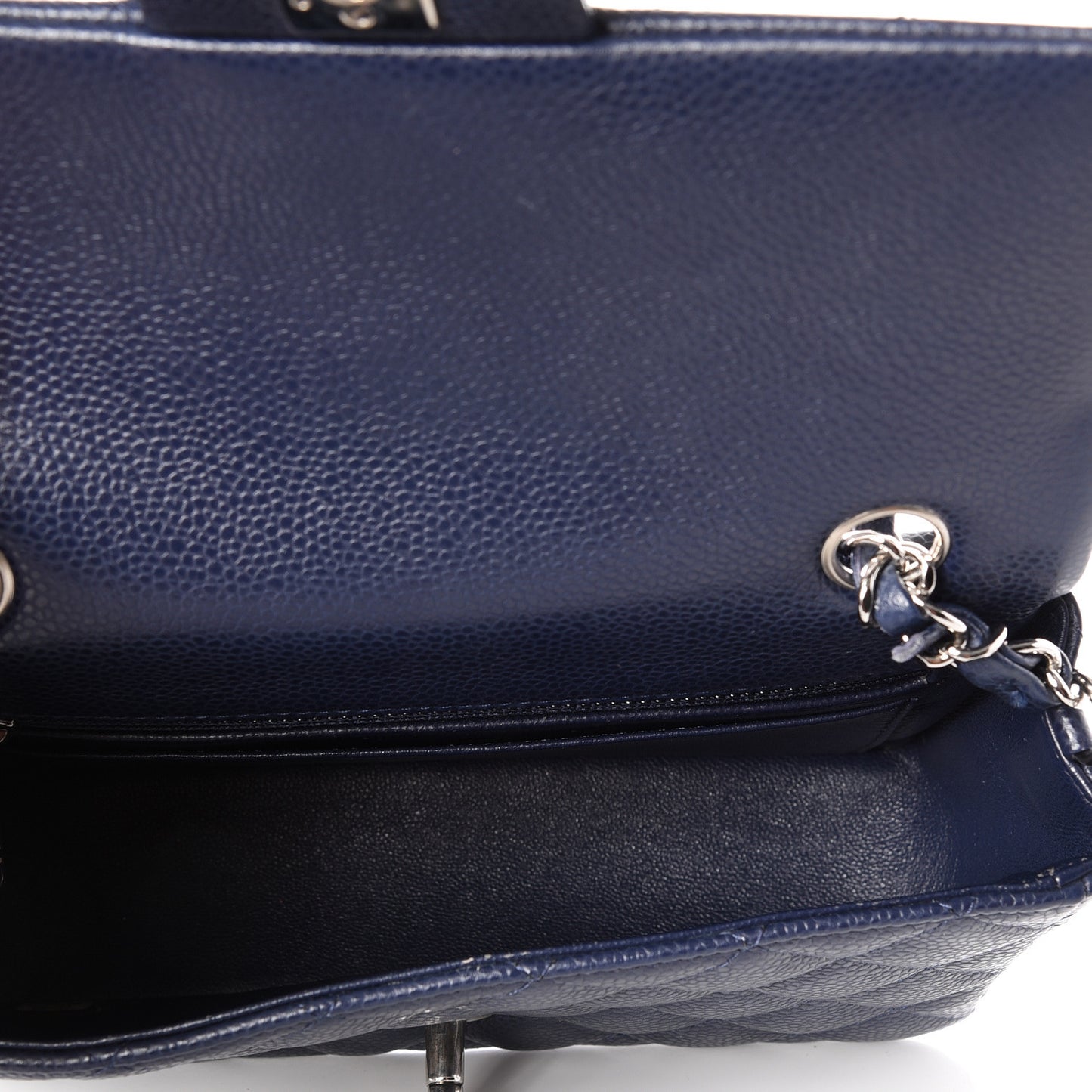 Caviar Quilted Mini Rectangular Flap Navy