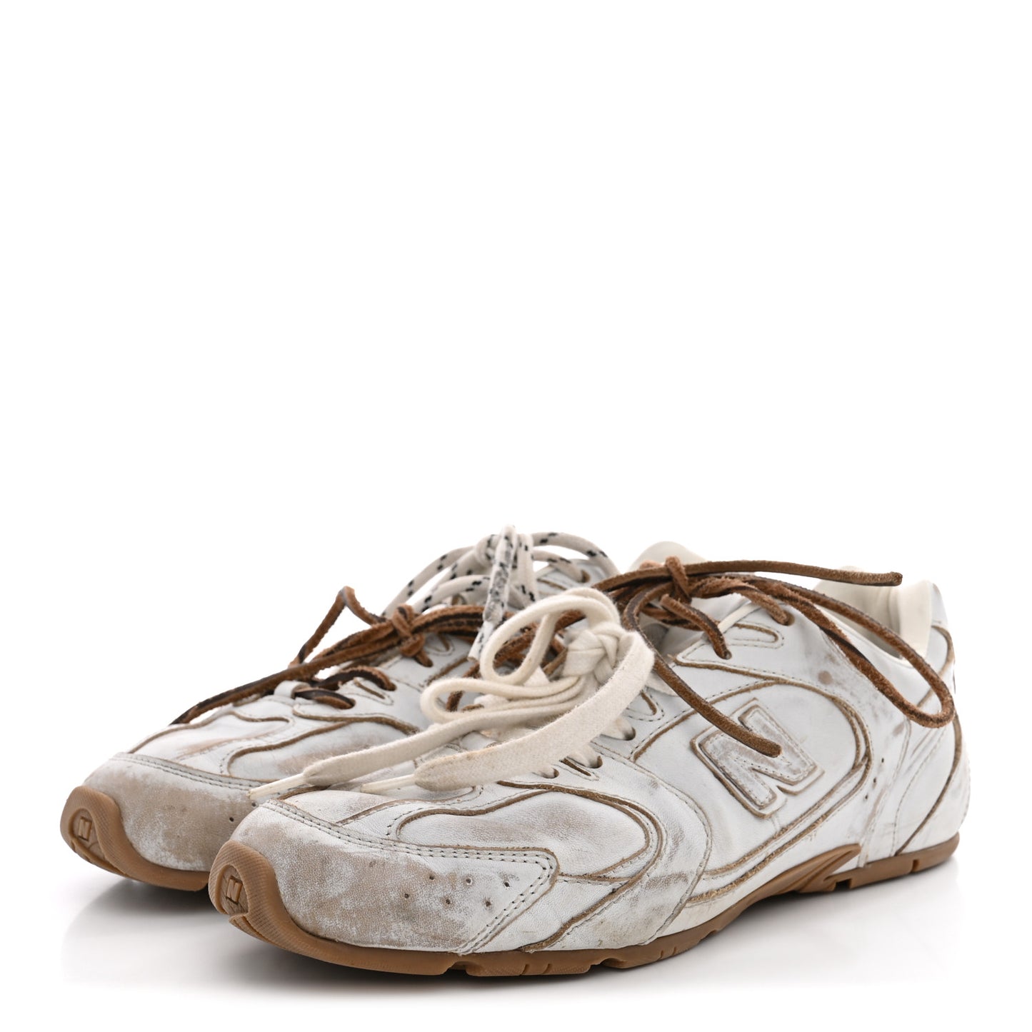 X NEW BALANCE Bleached Calfskin 530 SL Sneakers 39 White
