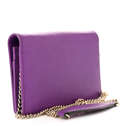 Gucci Pebbled Calfskin Soho Wallet On Chain Shine Purple 3 of 10
