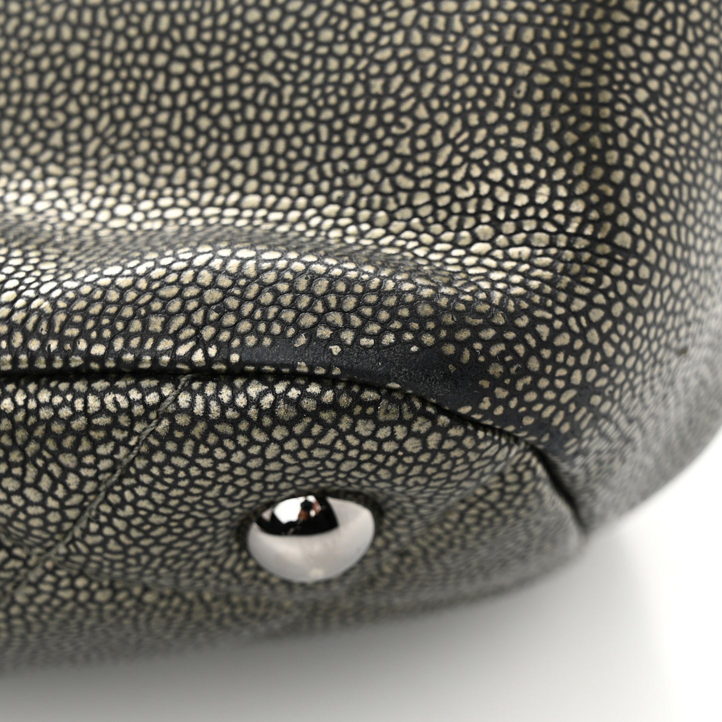 Metallic Caviar Quilted CC Timeless Tote Dark Silver