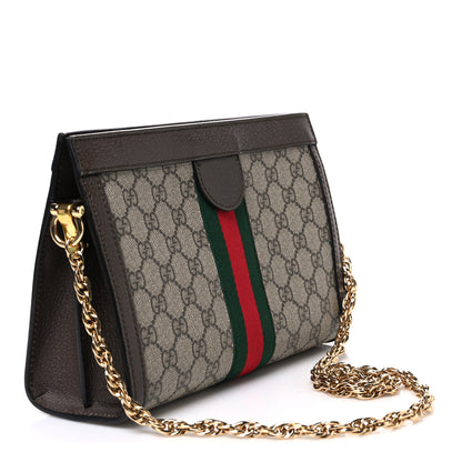 Gucci GG Supreme Monogram Web Small Ophidia Chain Shoulder Bag Brown 3 of 10