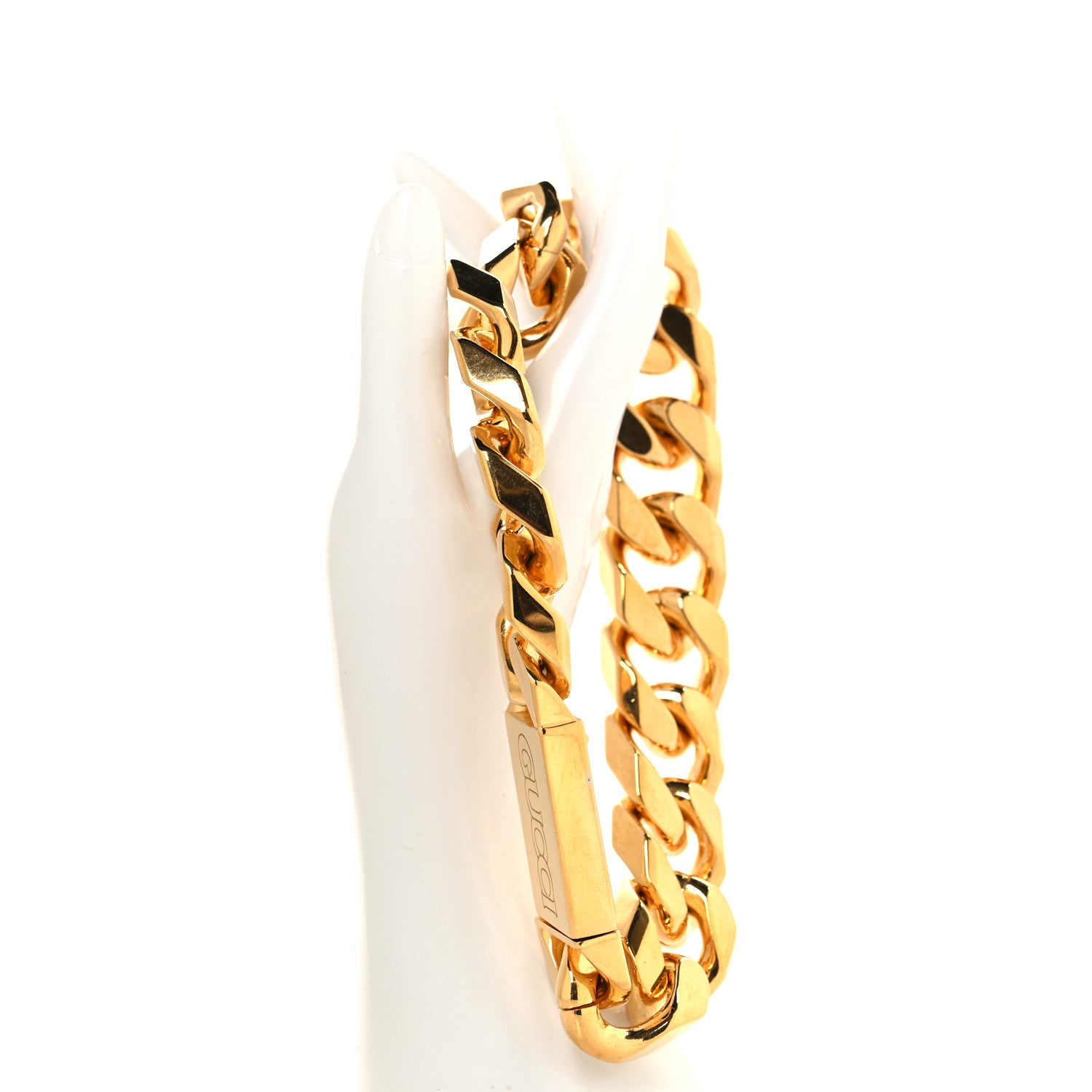 Gucci Metal Logo Curb Chain Bracelet Gold 2 of 4