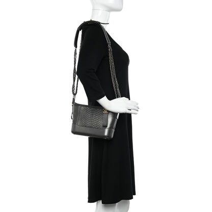 Chanel Metallic Snakeskin Small Gabrielle Hobo Pewter 2 of 12