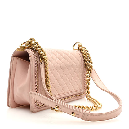 Chanel Lambskin Quilted Medium Chain Detail Boy Flap Light Pink 3 of 11