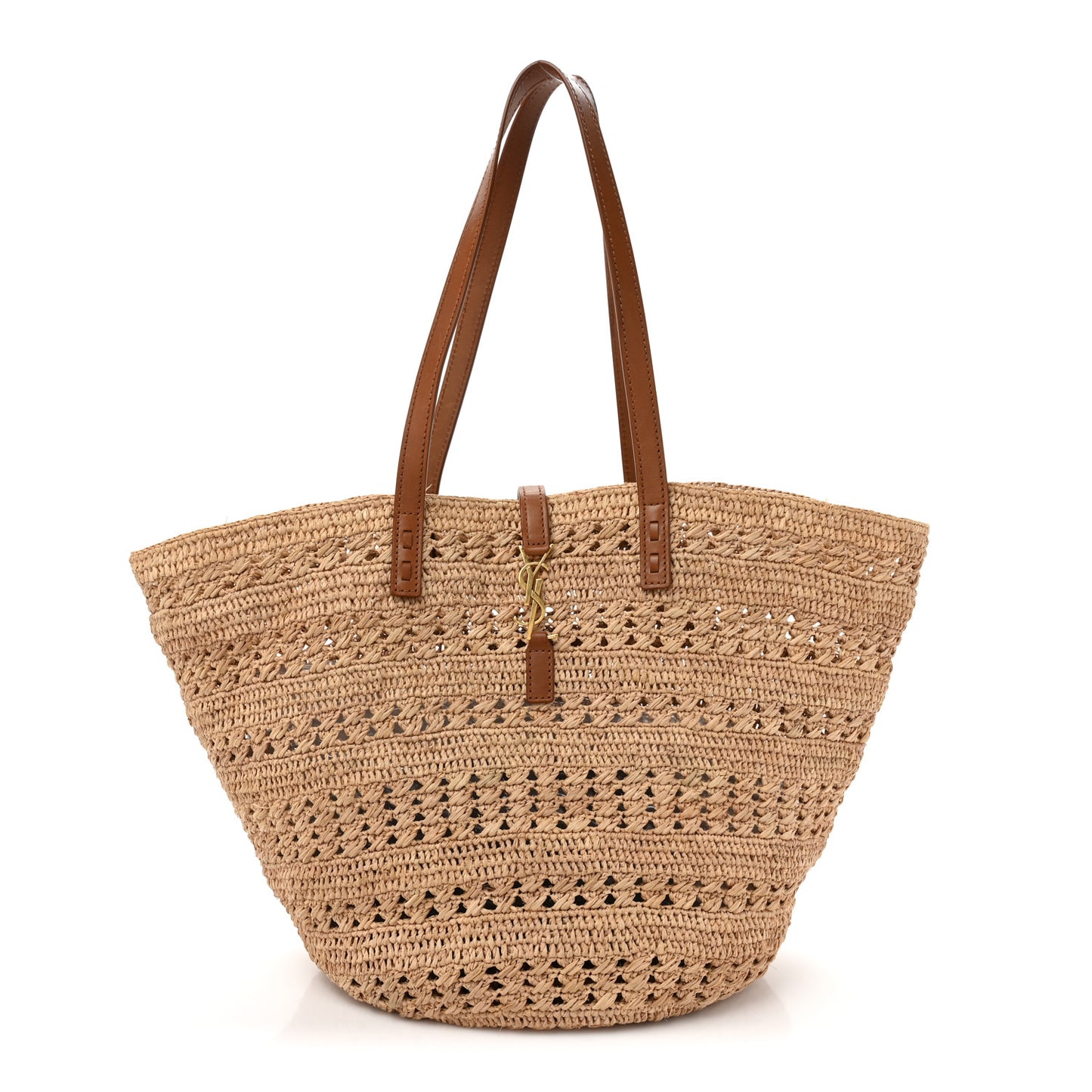 Raffia Calfskin Medium Panier Tote Naturel