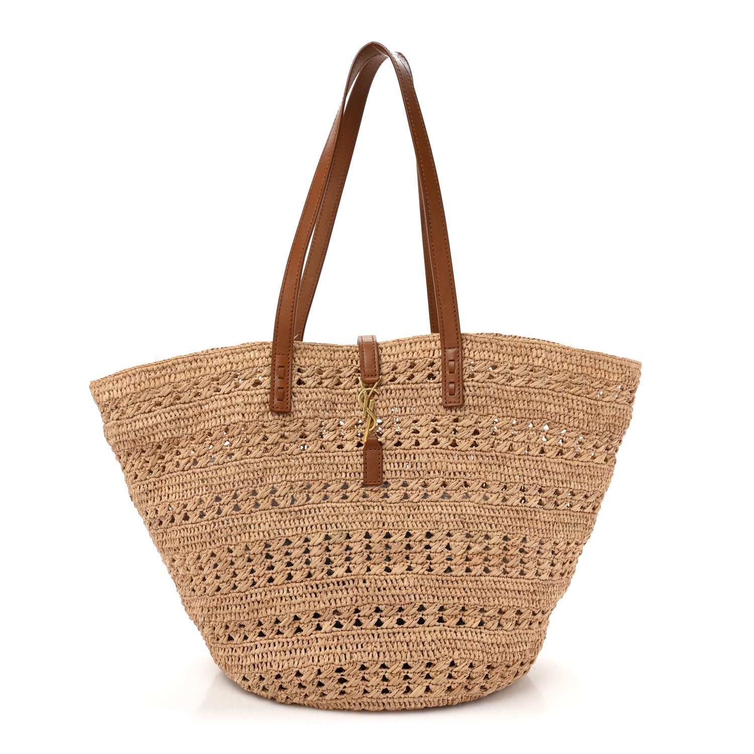 Saint Laurent Raffia Calfskin Medium Panier Tote Naturel 1 of 11