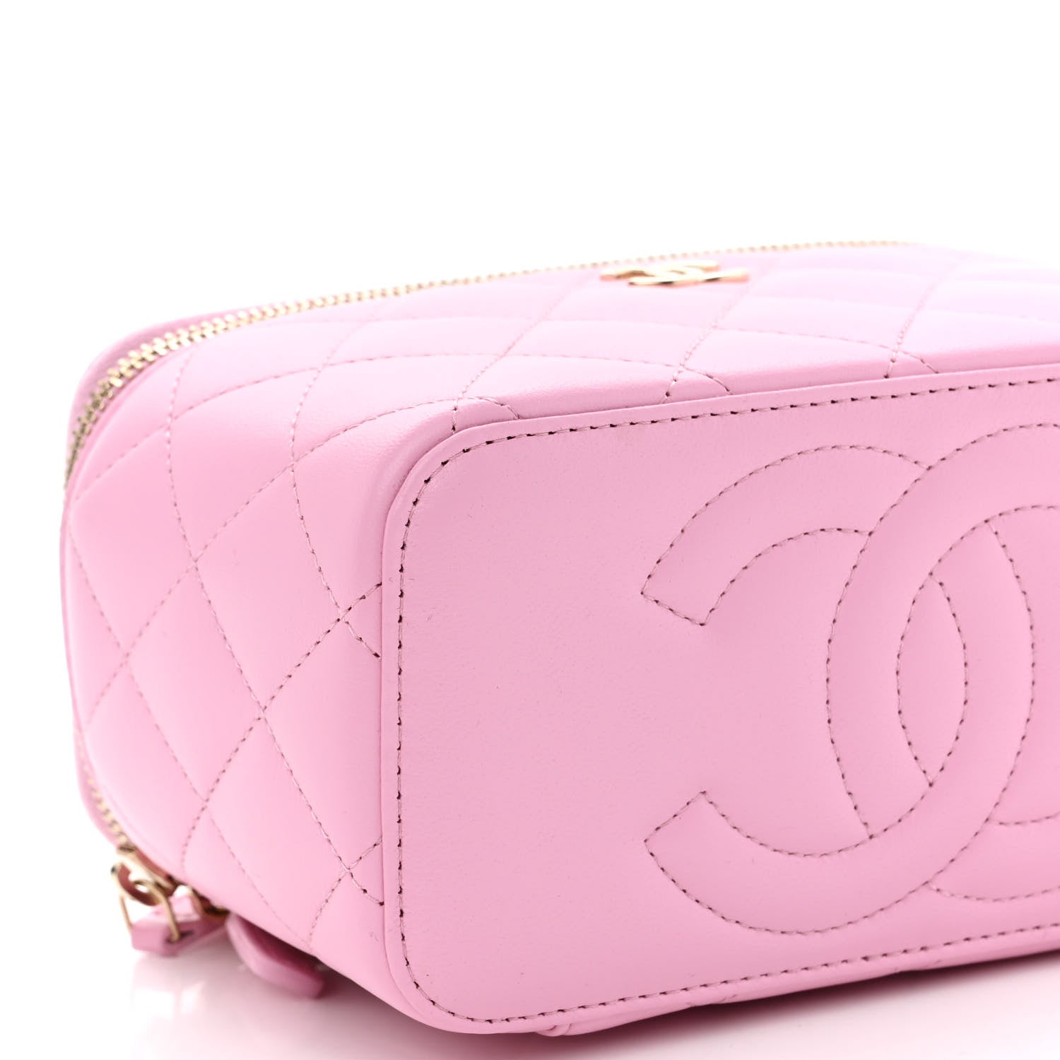 Chanel Lambskin Quilted Small Top Handle Vanity Case With Chain Lilac Light Green 9 of 10