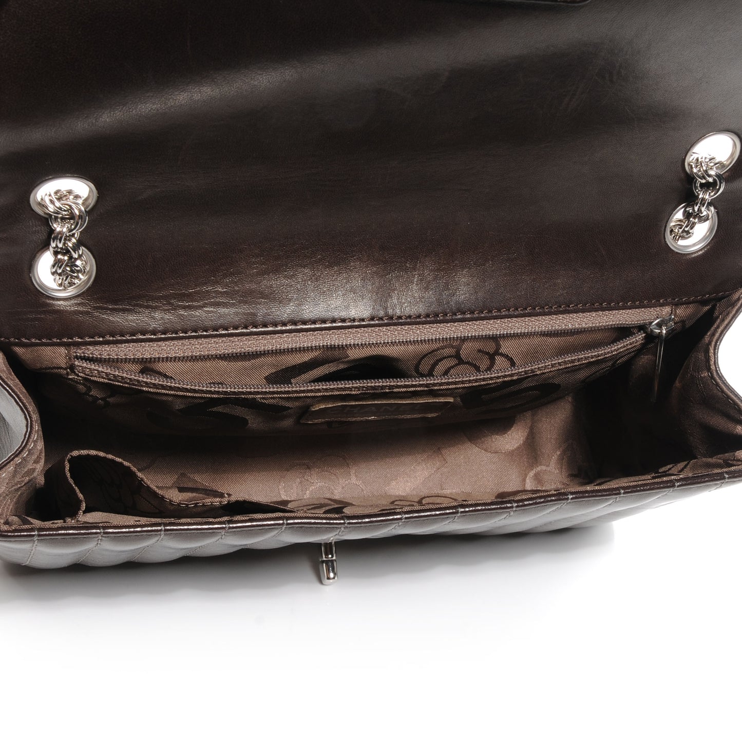 Lambskin Vertical Quilt Medium Flap Brown