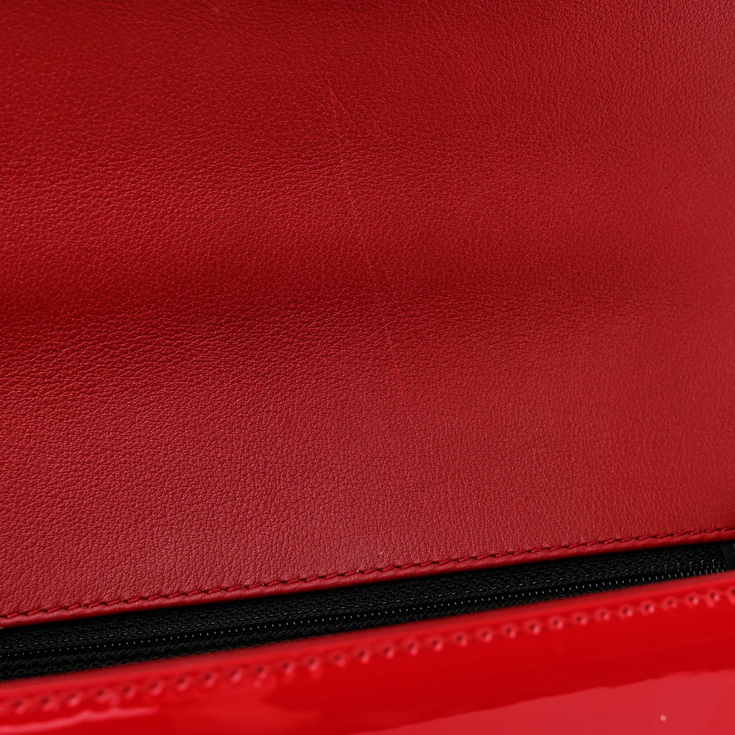 Patent Calfskin New Medium Plexiglass Boy Flap Red