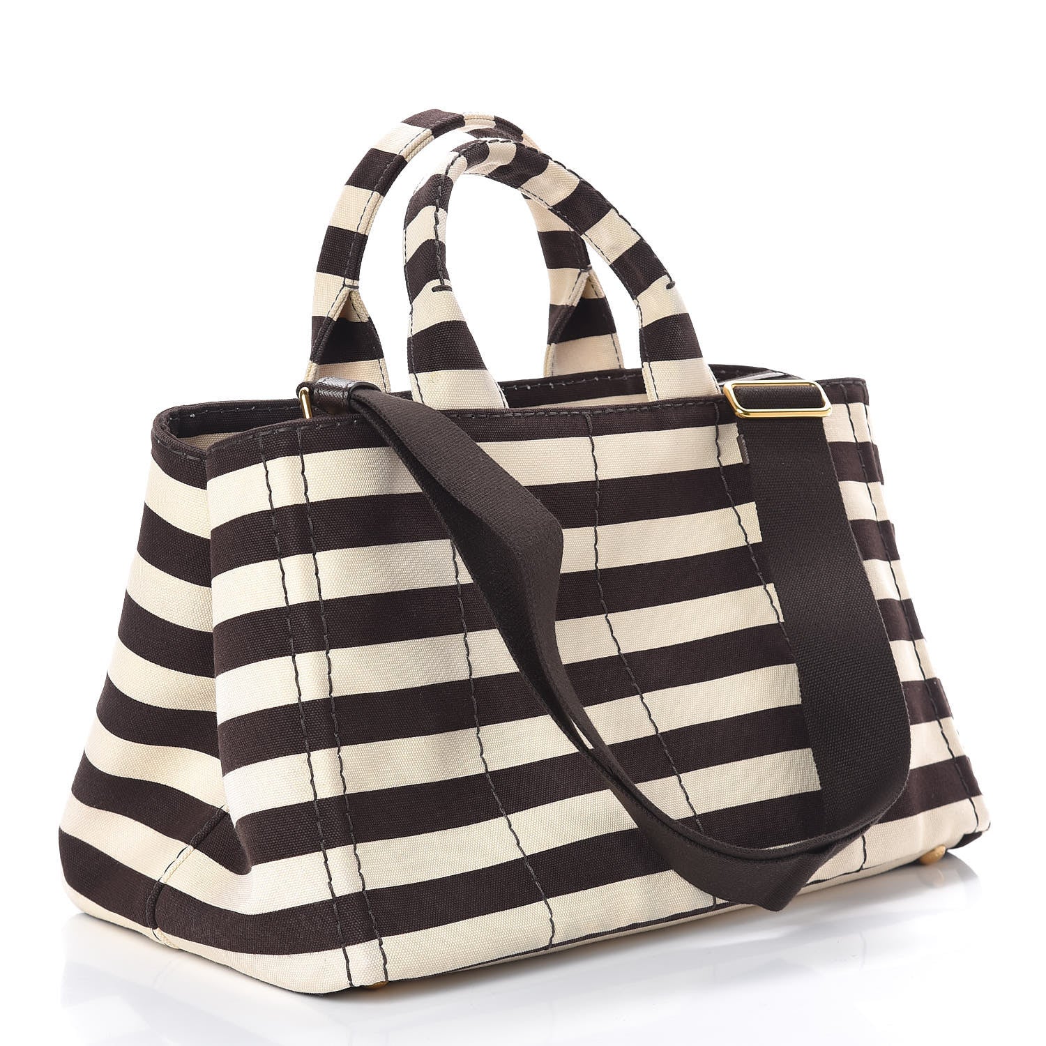Prada Canapa Striped Logo Tote Tabacco 3 of 11