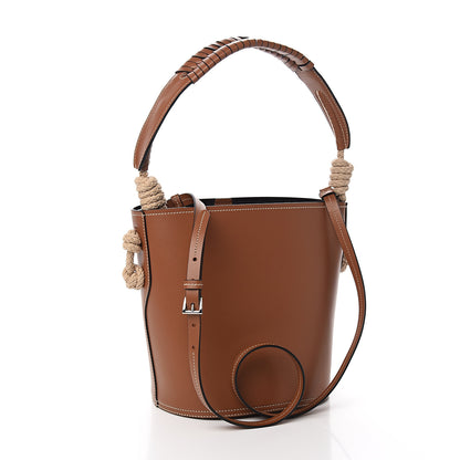 Prada City Calfskin Knotted Rope Bucket Bag Cognac 3 of 9
