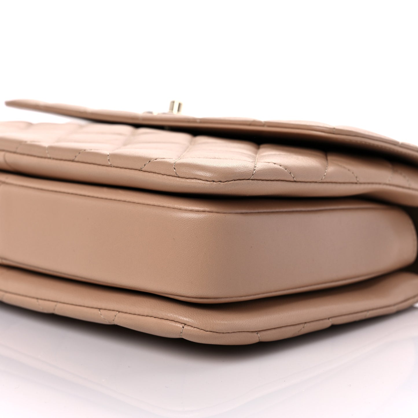 Lambskin Quilted Medium Trendy CC Flap Dual Handle Bag Beige