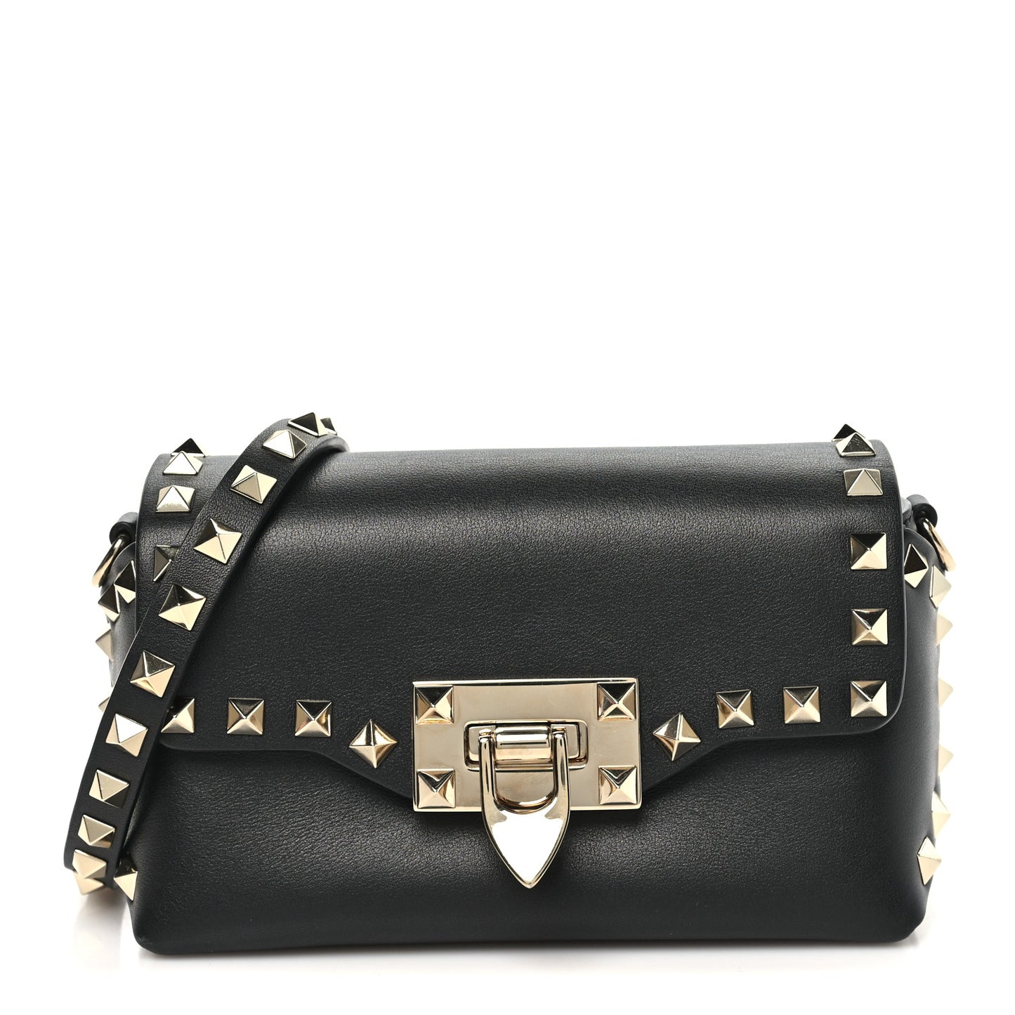 Vitello Mini Rockstud Crossbody Bag Black