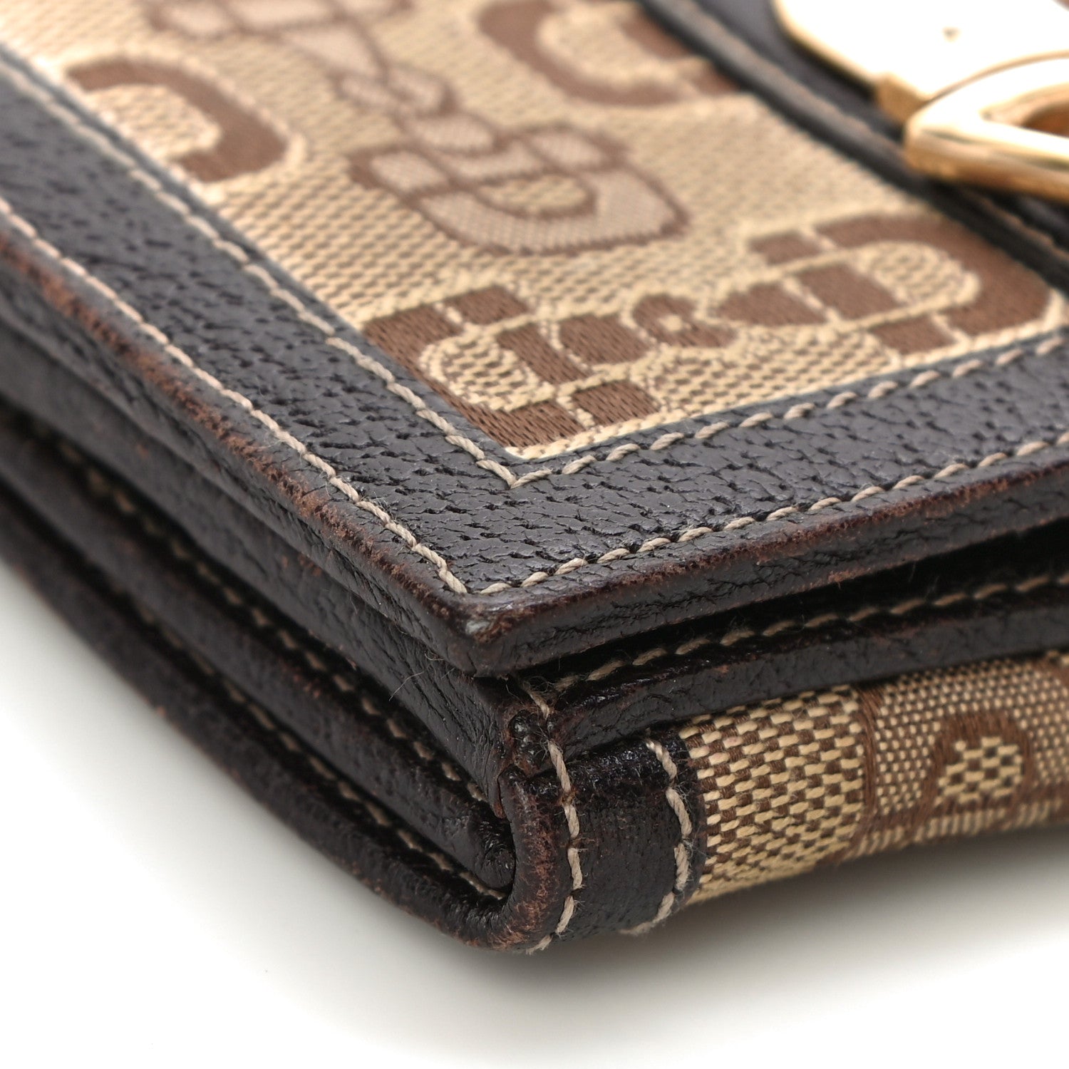 Gucci Horsebit Canvas Buckle Compact Wallet Brown 12 of 19