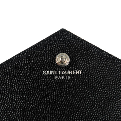 Saint Laurent Grain De Poudre Matelasse Chevron Monogram Chain Wallet Black 6 of 8