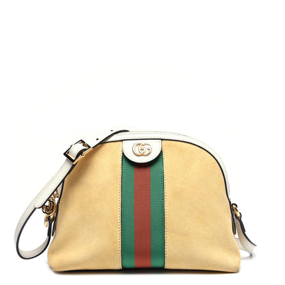 Gucci Suede Calfskin GG Web Small Ophidia Dome Shoulder Bag Burro New Mystic White 1 of 13