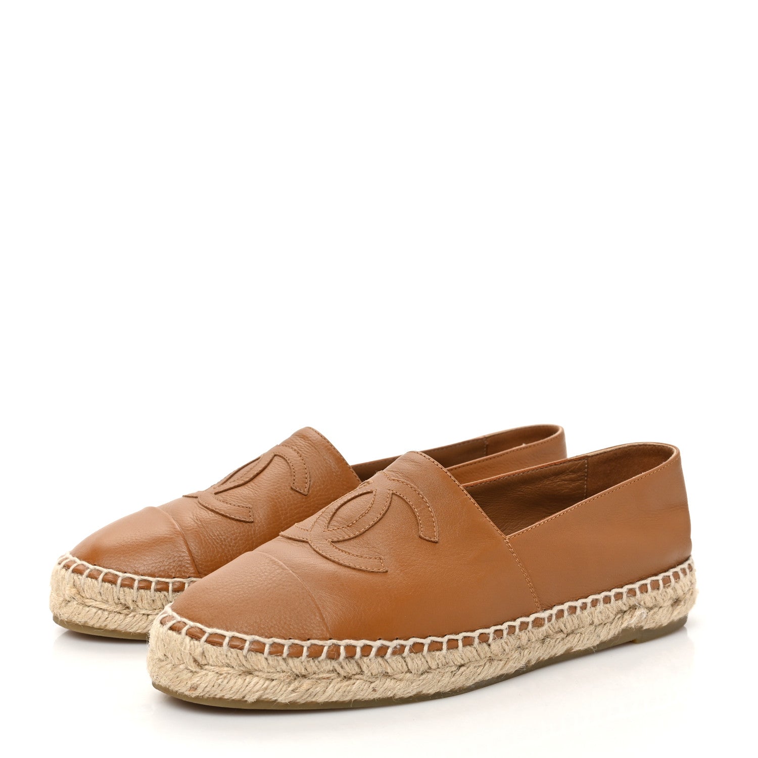 Chanel Lambskin CC Espadrilles 38 Light Brown 3 of 8