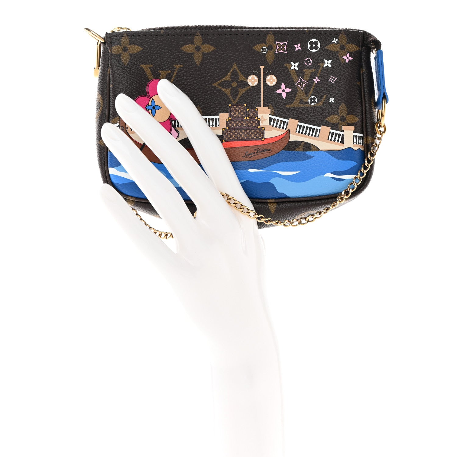 Louis Vuitton Monogram 2019 Christmas Animation Mini Venice Pochette Accessories Blue 2 of 8