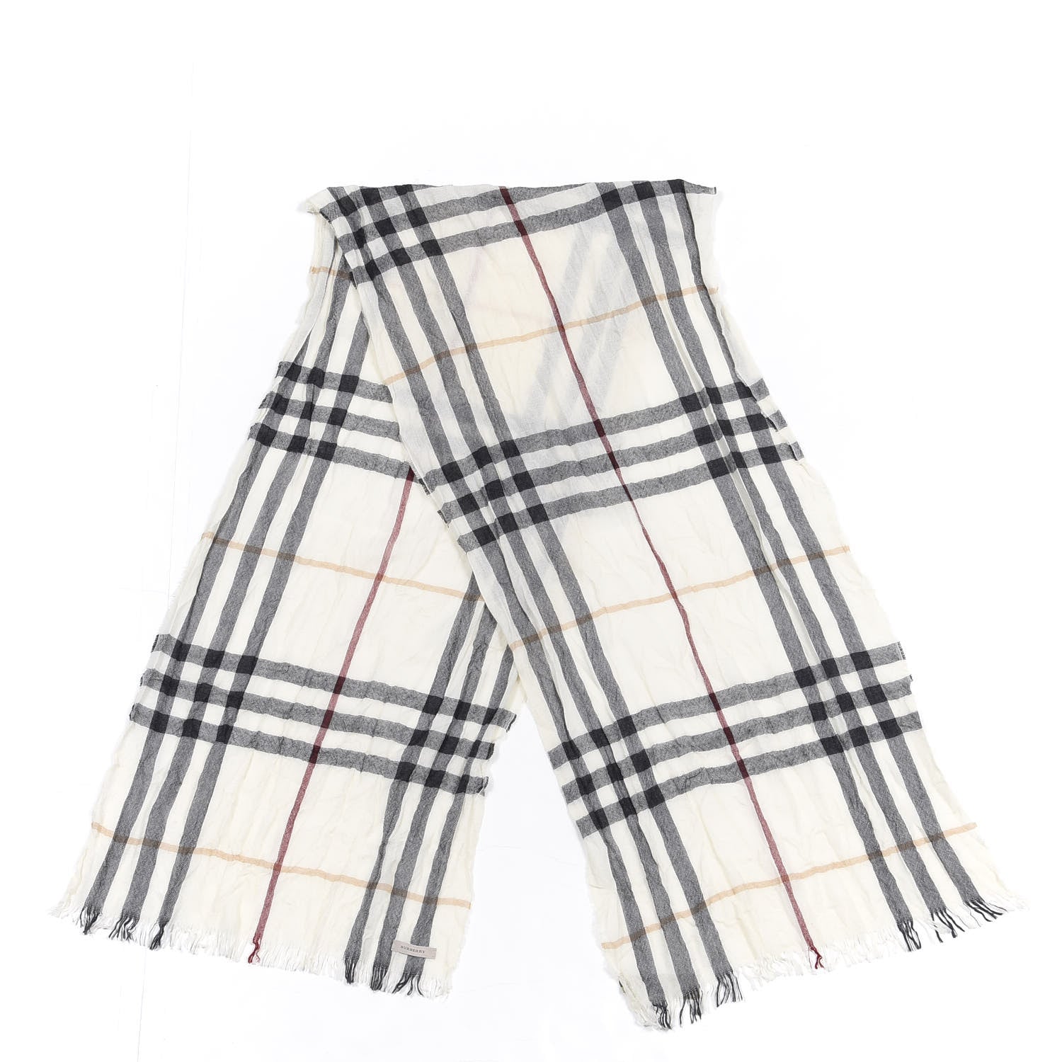 Burberry Wool Silk Gauze Giant Check Lightweight Scarf White 2 of 4