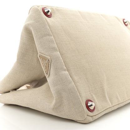 Prada Mistolino Canapa Large Tote Naturale Rosso 9 of 15