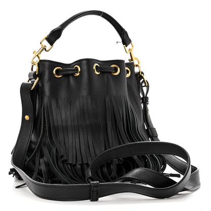 Saint Laurent Calfskin Small Emmanuelle Fringe Hobo Bag Black 2 of 11