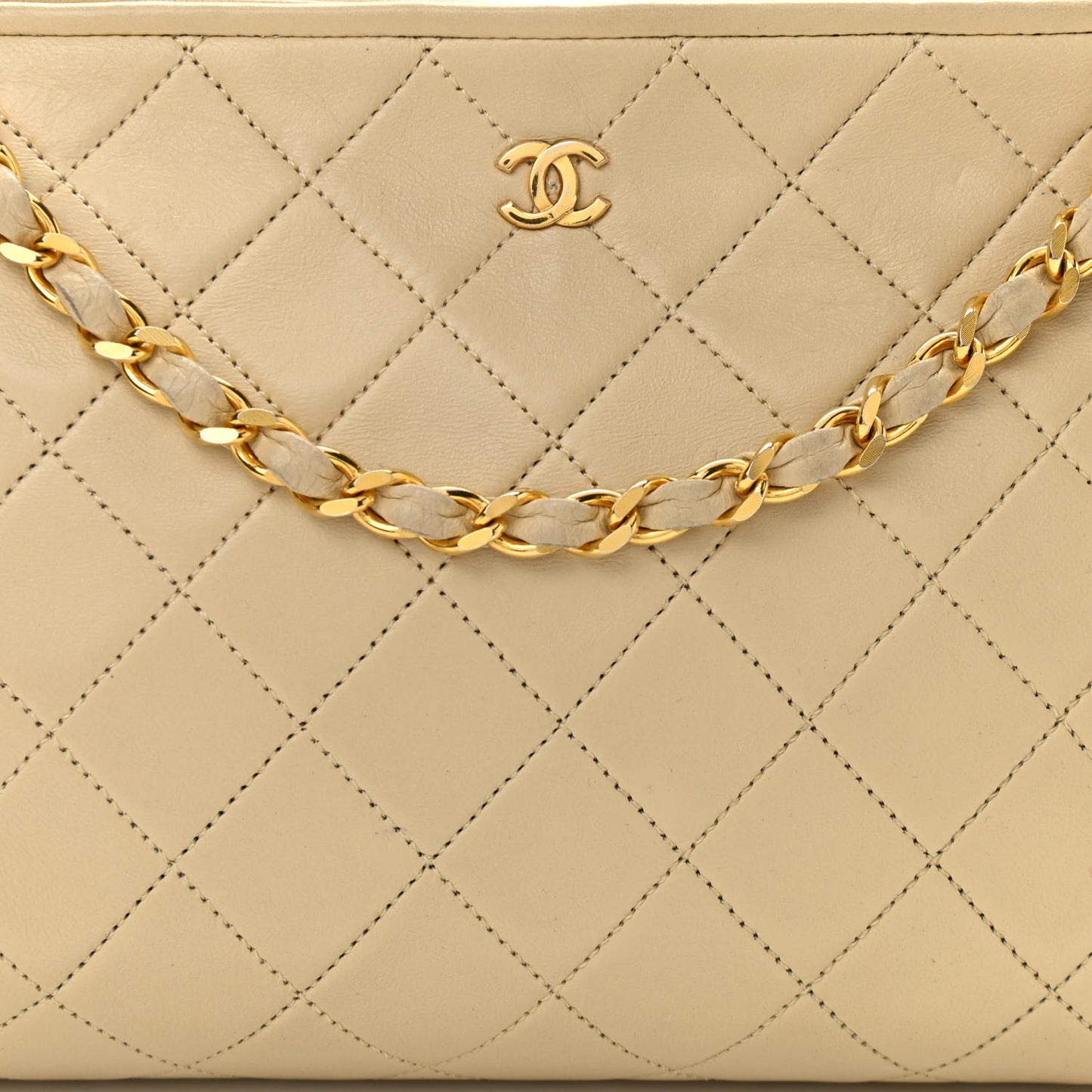 Calfskin Quilted Small Shoulder Bag Beige