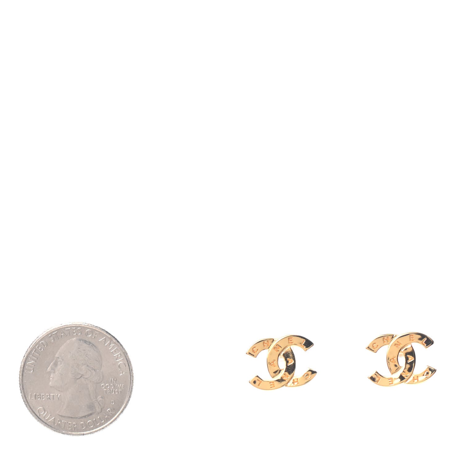 Chanel Metal CC Paris Button Stud Earrings Gold 2 of 4