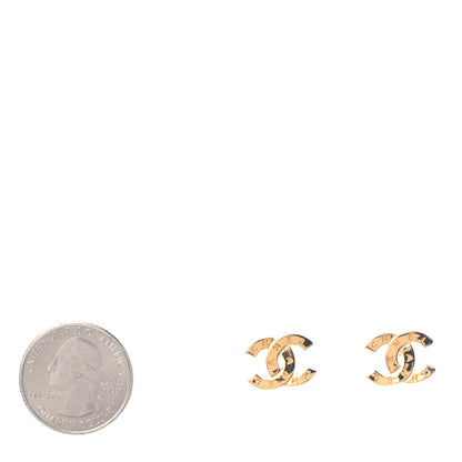 Chanel Metal CC Paris Button Stud Earrings Gold 2 of 4