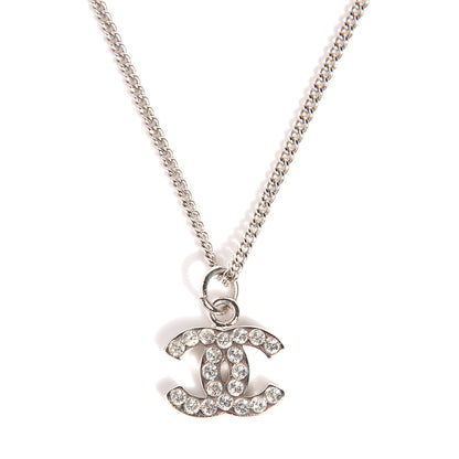Chanel Crystal Timeless CC Necklace Silver 3 of 5