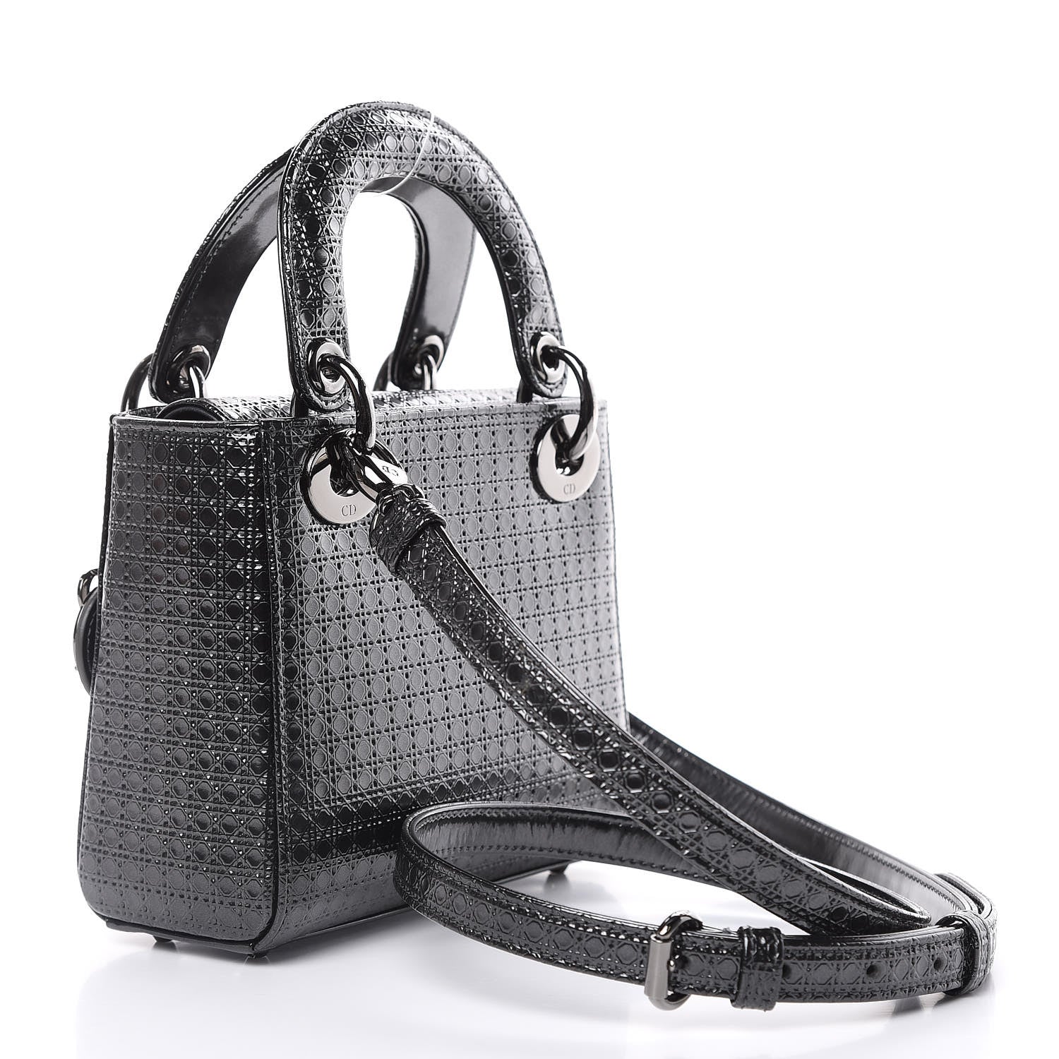 Christian Dior Metallic Patent Micro-Cannage Mini Lady Dior Onyx Black 3 of 11