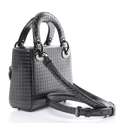 Christian Dior Metallic Patent Micro-Cannage Mini Lady Dior Onyx Black 3 of 11