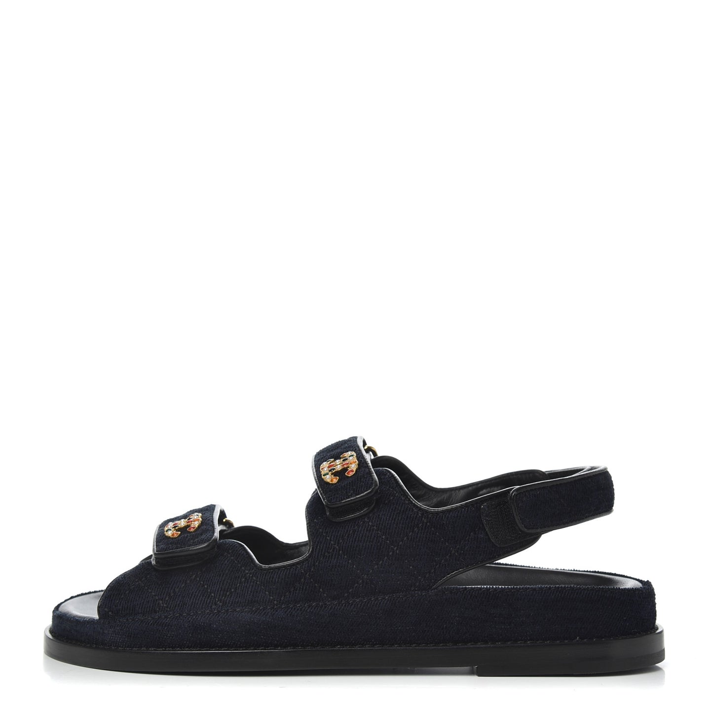 Denim Quilted Dad Sandals 38.5 Blue