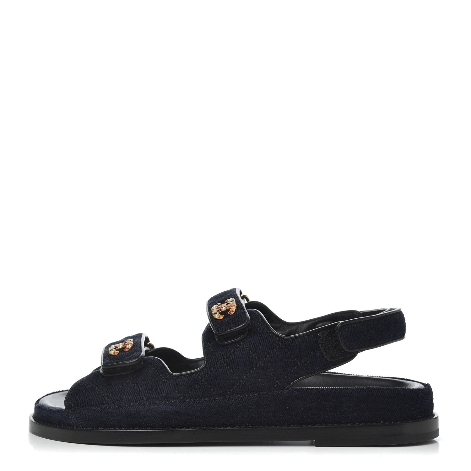 Chanel Denim Quilted Dad Sandals 38.5 Blue 1 of 8