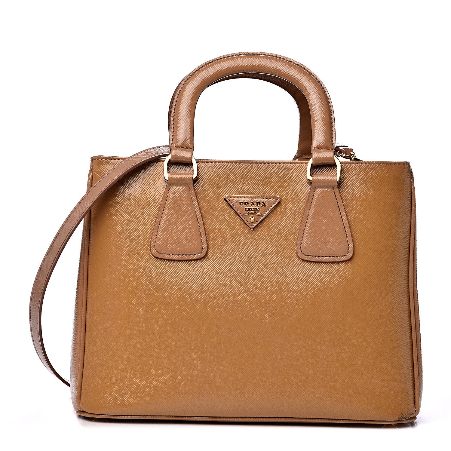 Prada Saffiano Vernice Top Handle Caramel 1 of 10