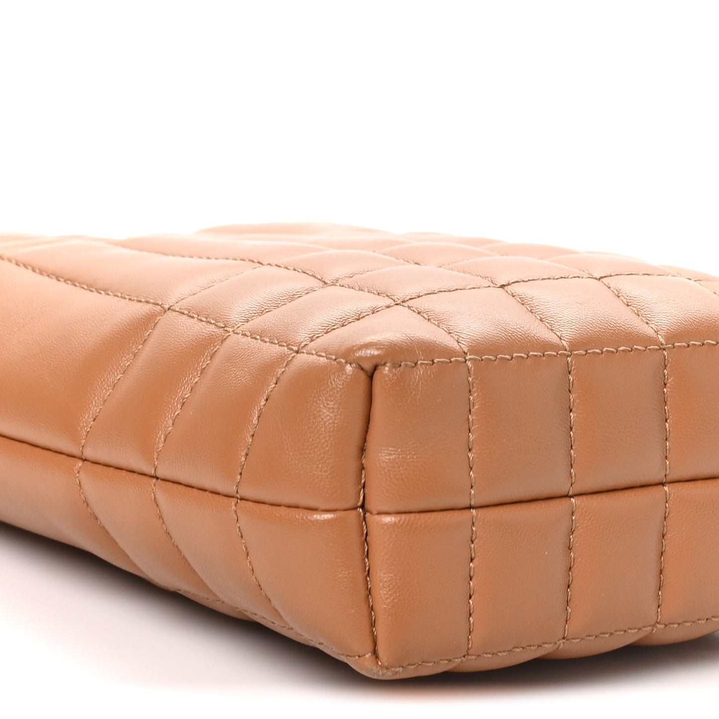 Lambskin Quilted Micro Lola Bucket Bag Maple Brown