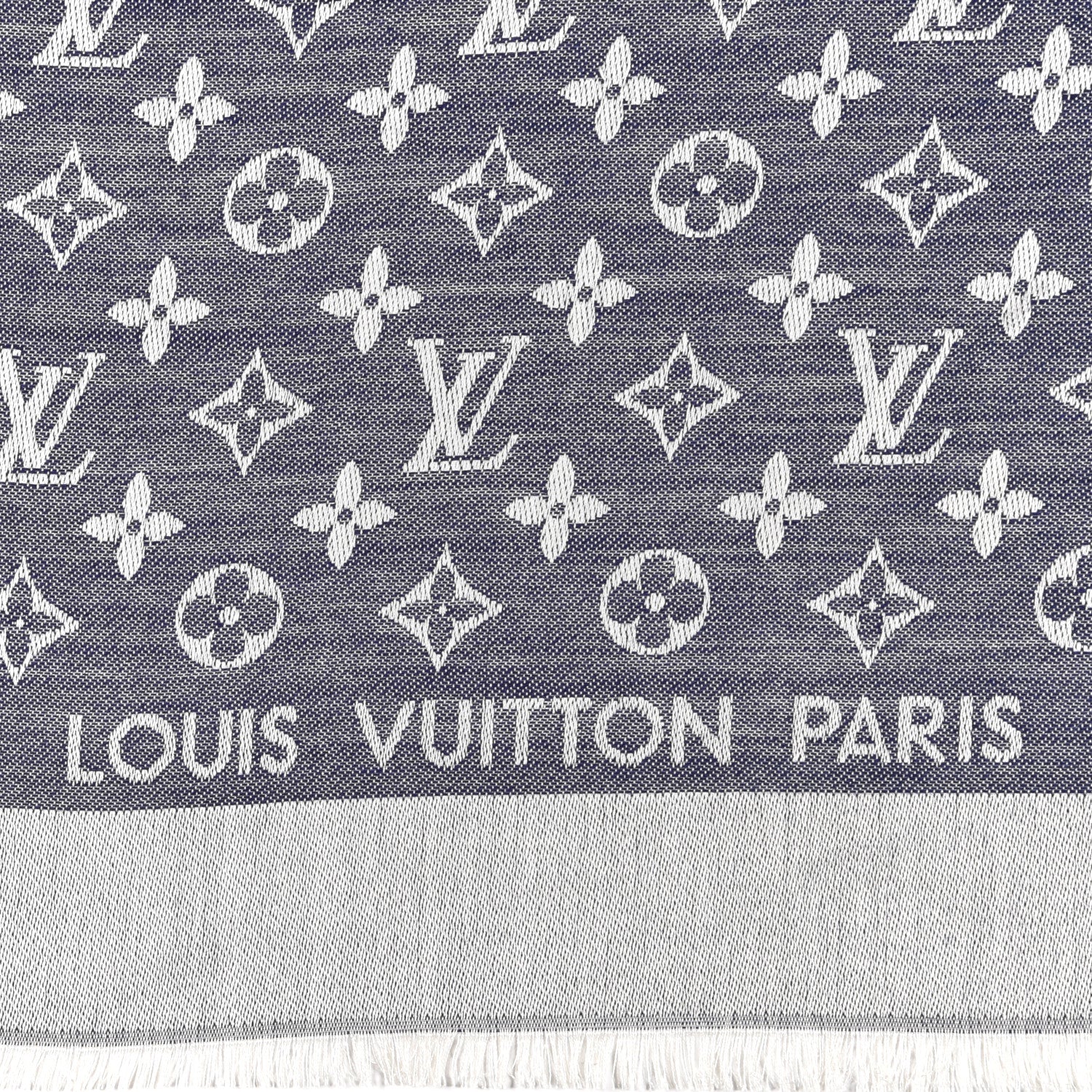 Louis Vuitton Silk Wool Monogram Denim Shawl Blue 2 of 5