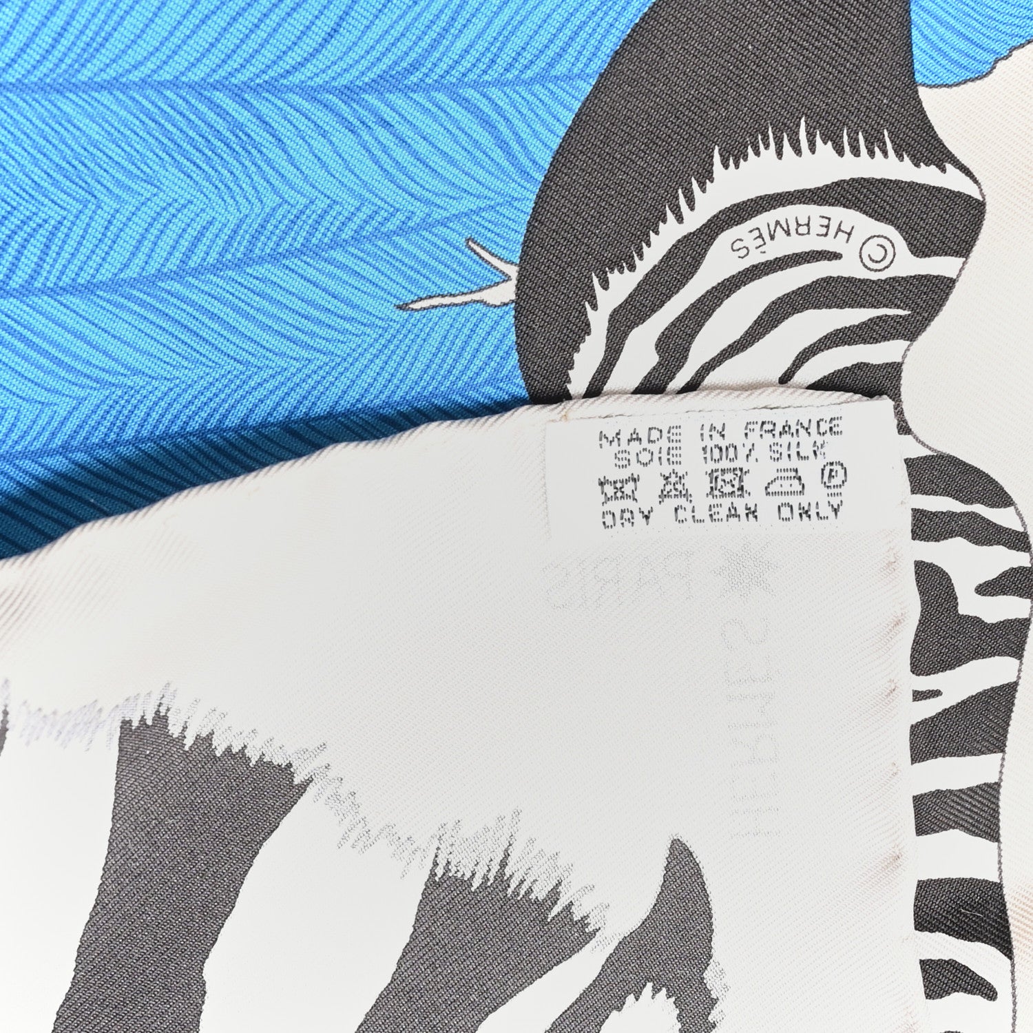 Hermes Silk Carre Zebra Pegasus Pocket Square 45 Gris Bleu Violet
