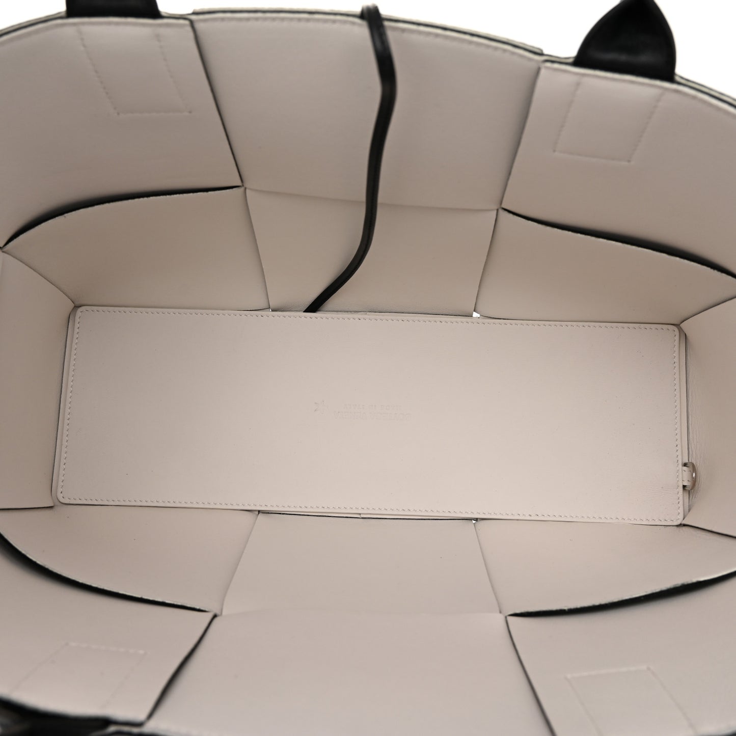 Nappa Maxi Intrecciato Arco Tote Black White