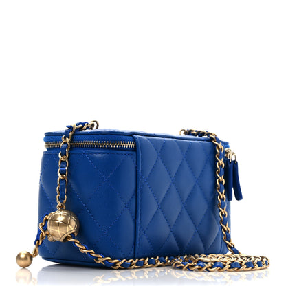 Chanel Lambskin Quilted Pearl Crush Small Vanity Case With Chain Blue 2 of 9