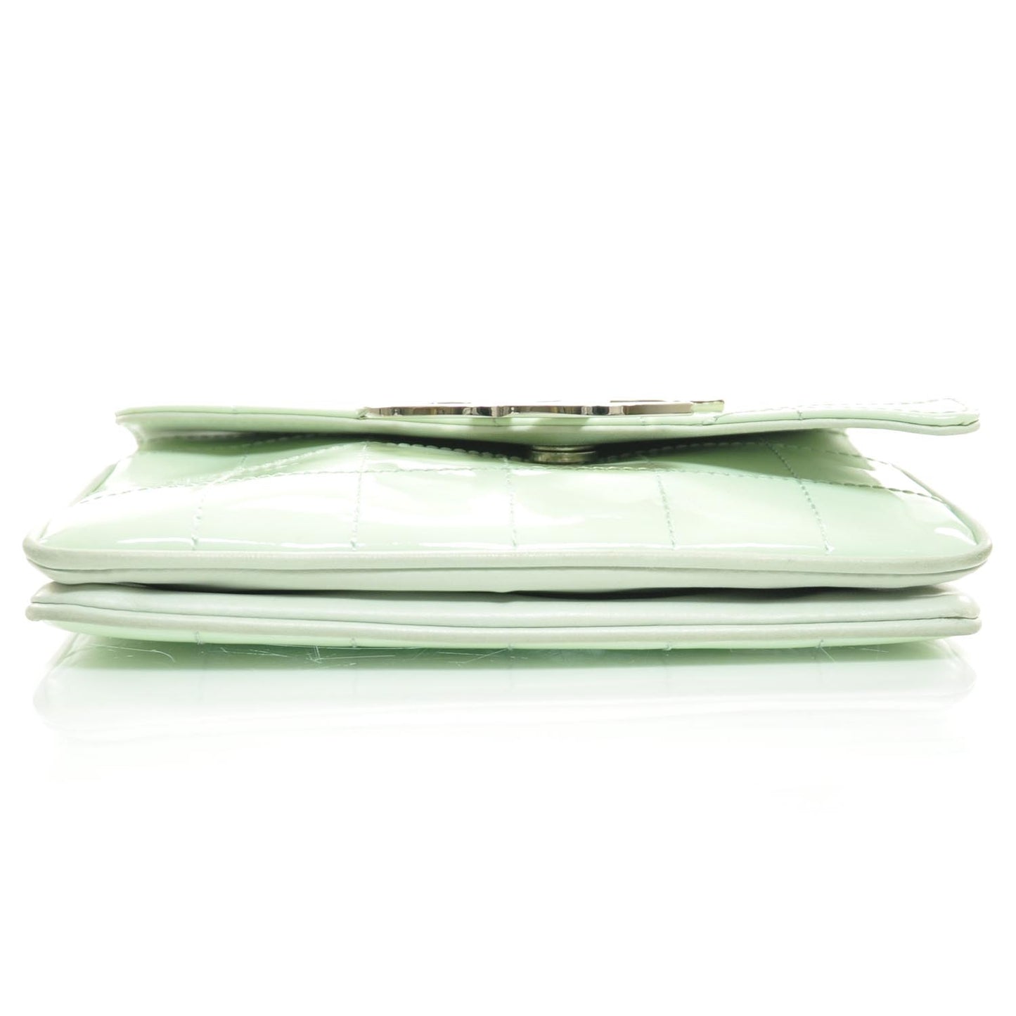 Patent Stitched Diagonal Flap Bag Light Green