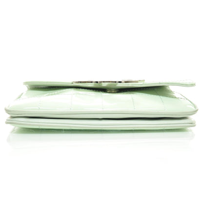 Chanel Patent Stitched Diagonal Flap Bag Light Green 4 of 9