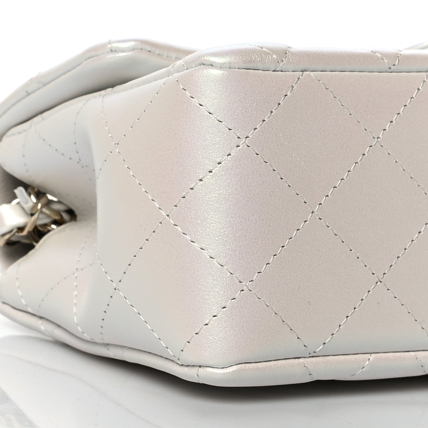 Chanel Iridescent Calfskin Quilted Mini Rectangular Flap White 9 of 10