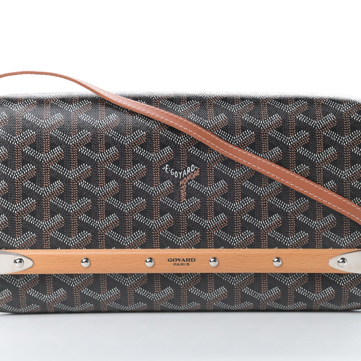 Goyard Goyardine Monte Carlo Bois Clutch With Strap Black Gold 8 of 11