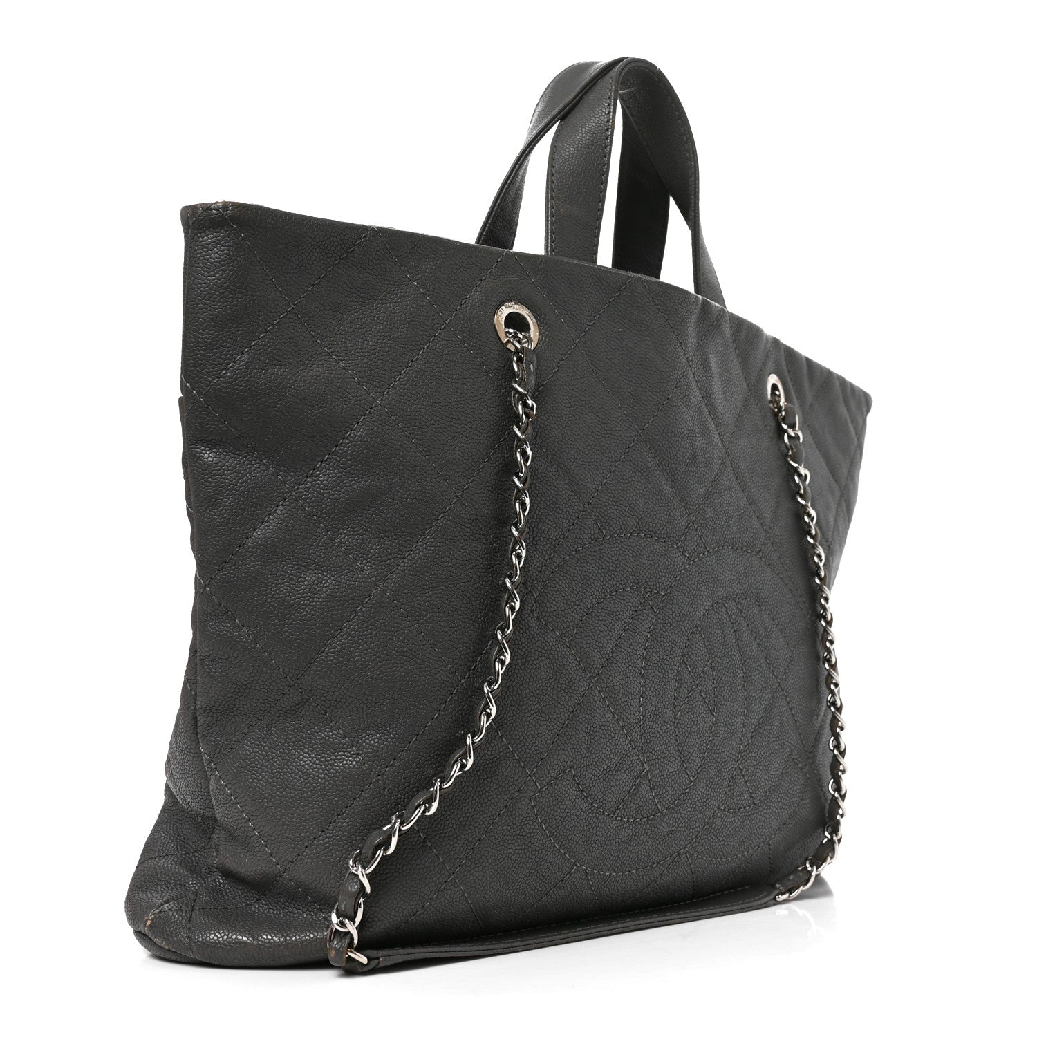 Chanel Caviar Quilted Shopping Tote Grey 3 of 10