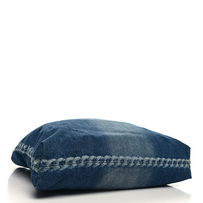 Chanel Denim Printed Shopping Bag Blue 5 of 12