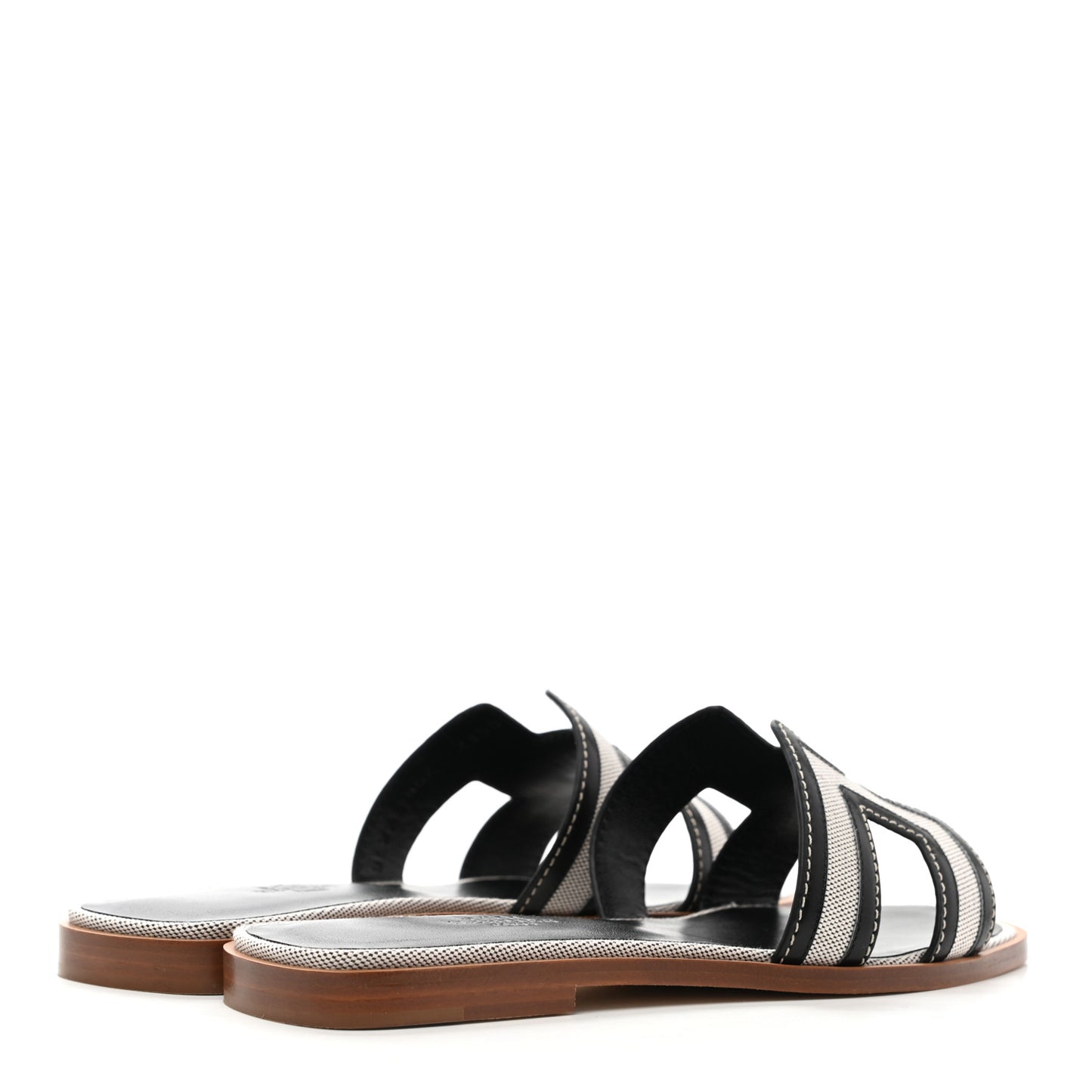 Calfskin Canvas Oran Sandals 37 Black
