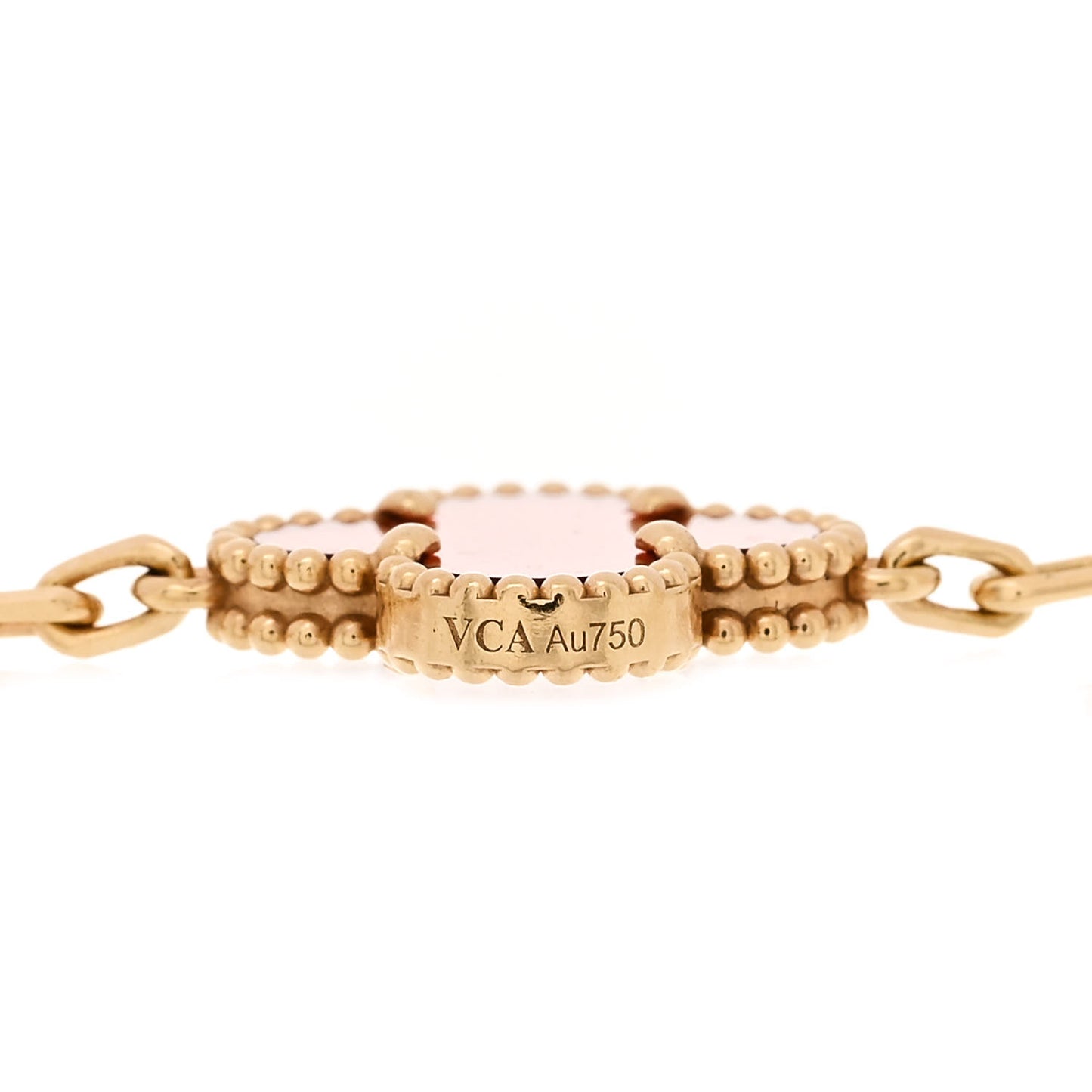 18K Yellow Gold Carnelian 5 Motifs Vintage Alhambra Bracelet