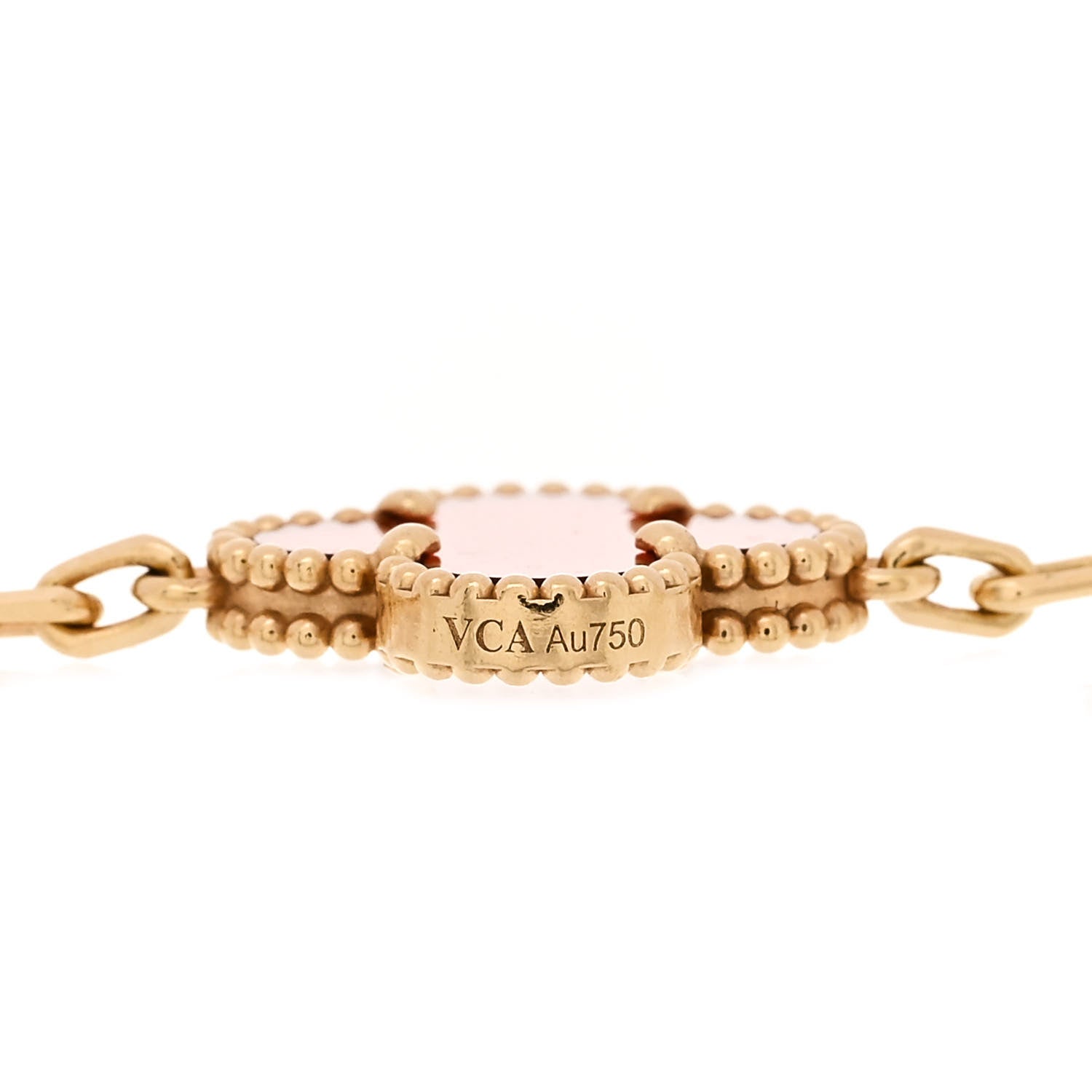 Van Cleef & Arpels 18K Yellow Gold Carnelian 5 Motifs Vintage Alhambra Bracelet 3 of 5