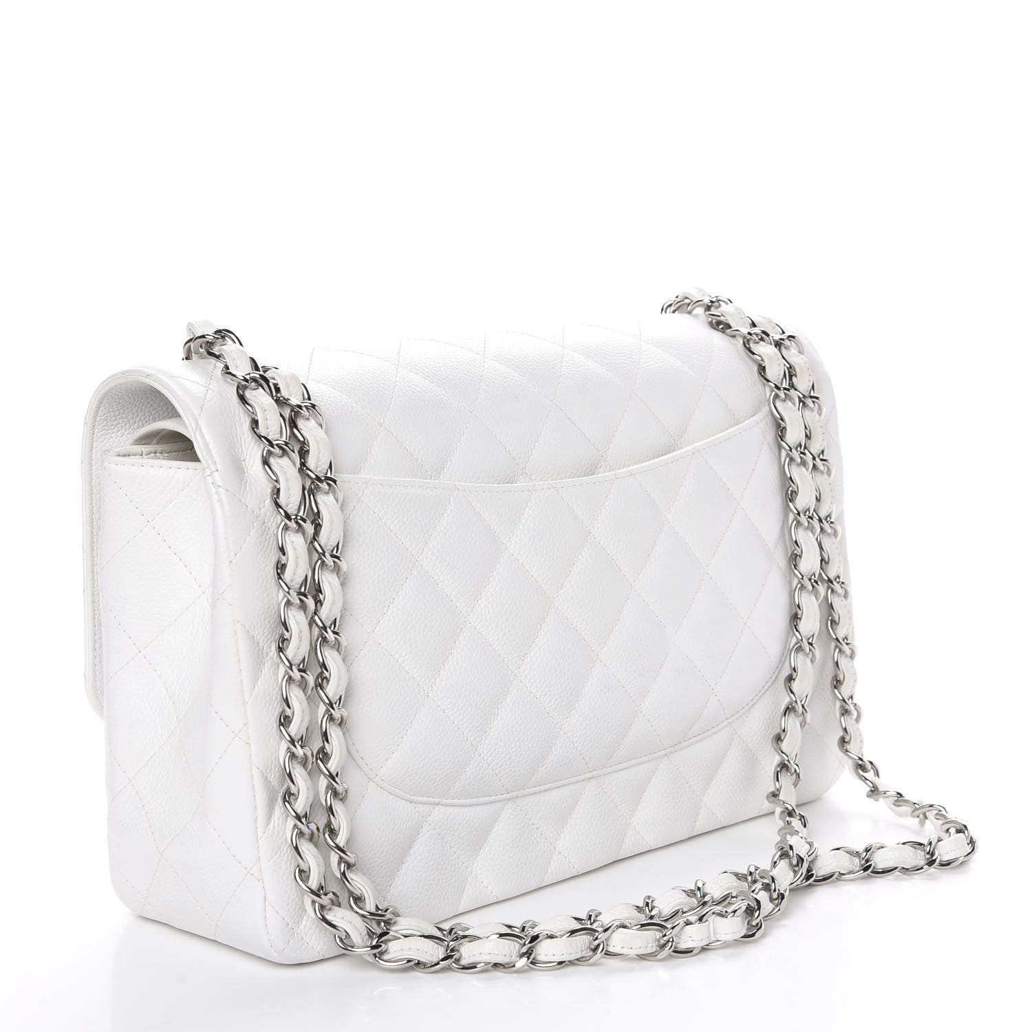 Chanel Caviar Quilted Jumbo Double Flap White 2 of 14